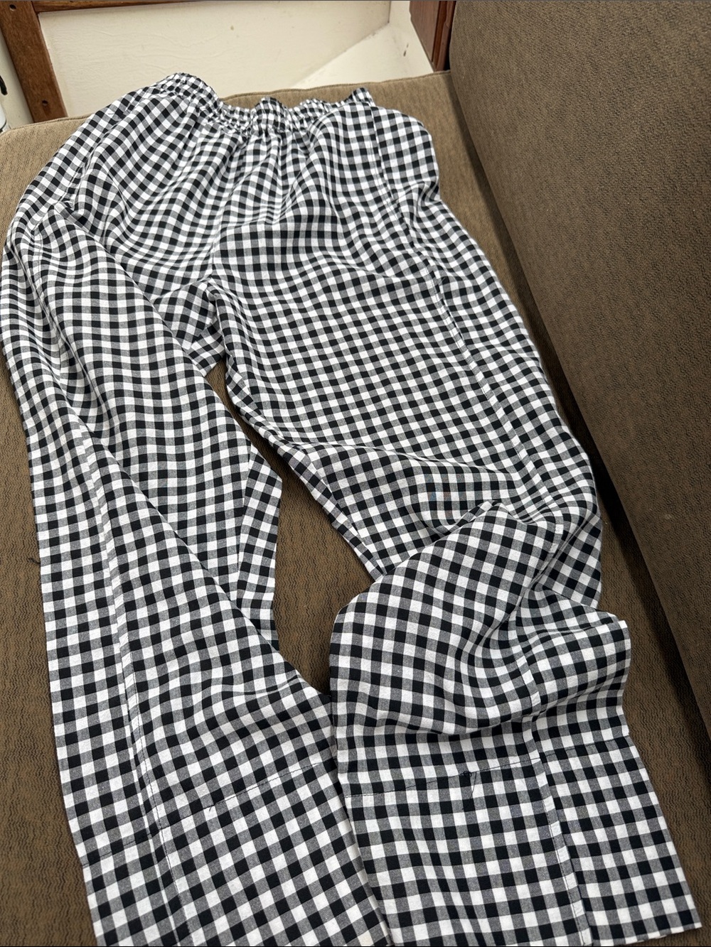 Black & White Gingham Elastic Waist Pants